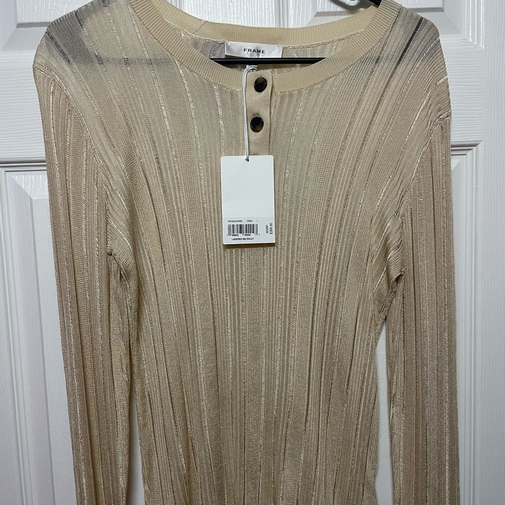 Frame Denim Beige Ribbed Top